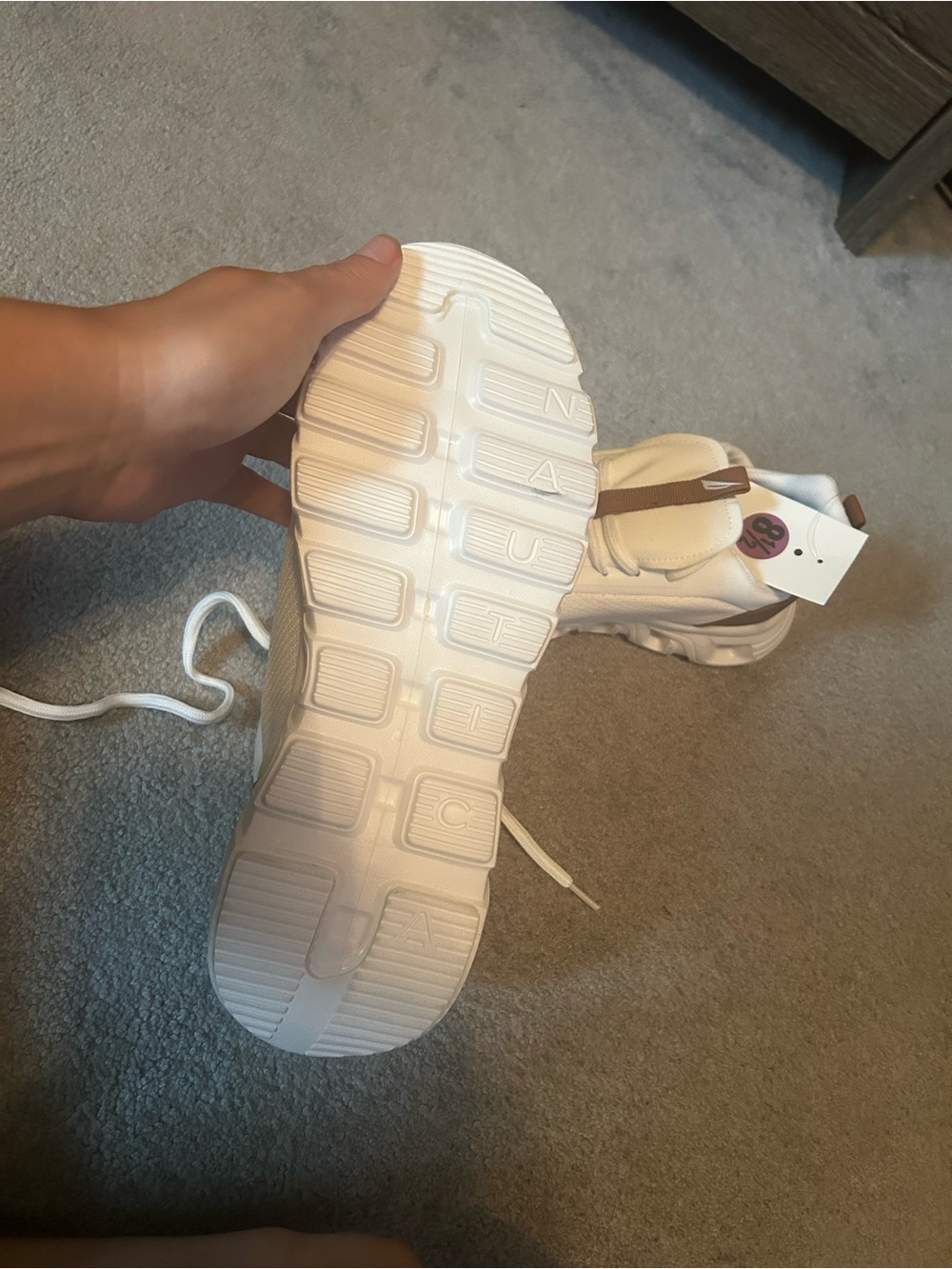 Nautica White Knit Sneakers with Brown Pull-Tab - Picture 3 of 5